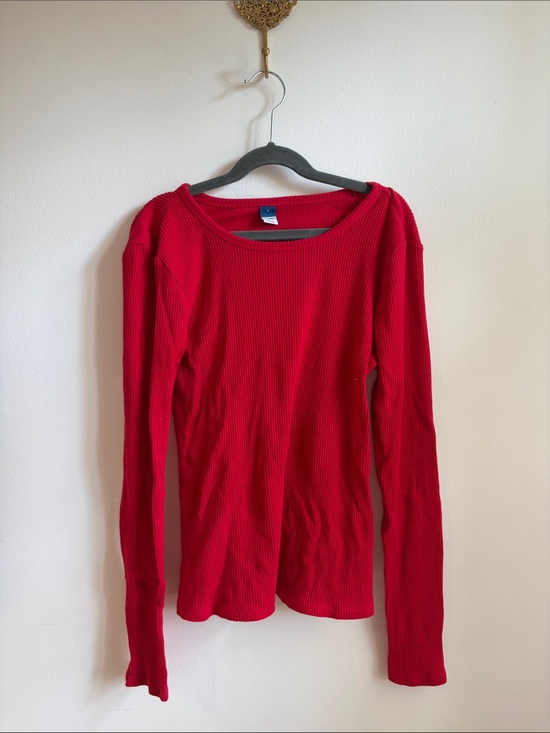 Old Navy Tops - Old Navy Women's Red Ribbed Long-Sleeve Top